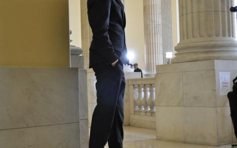 Jason Roberts, District 33 Resident, visits the Cannon Rotunda for the first time.