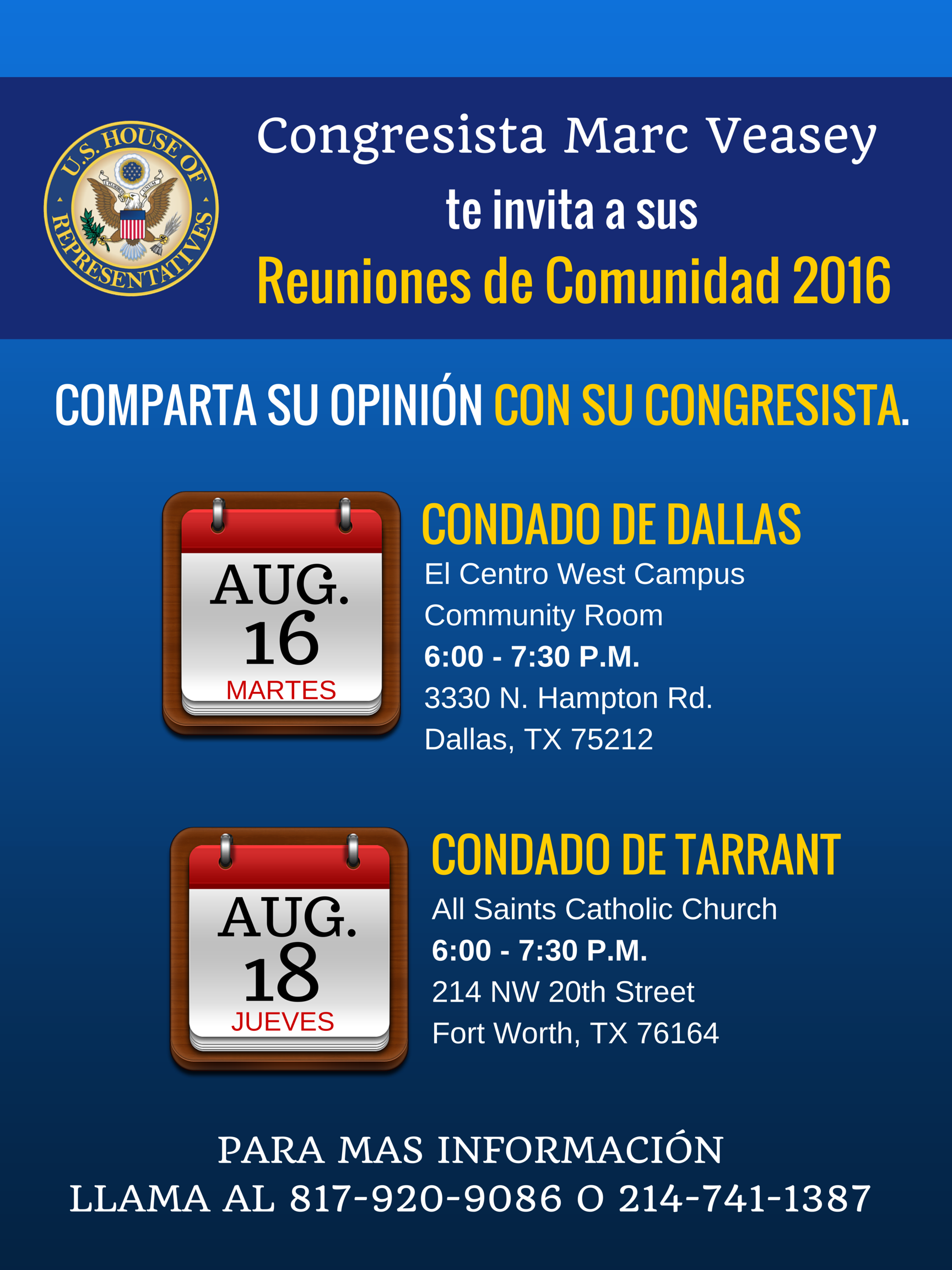 Juntas de Comunidad 2016    Congresista Marc Veasey